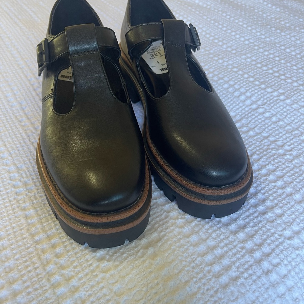 Women's Black Leather Mary Jane Shoes
